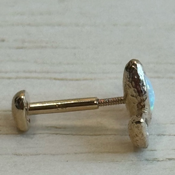 Pamela love Marquise Pear Stud Opal White Diamond 14k Gold earring - Picture 3 of 6